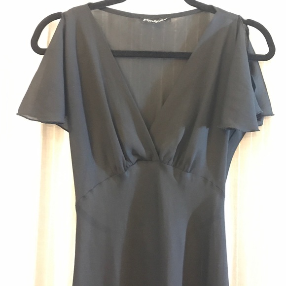 Betsey Johnson Sheer Black Chiffon V Neck Midi Dress Size M - Picture 1 of 10
